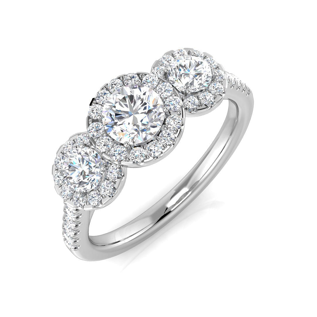 Three Stone Diamond Ring 0.73ct–1.78ct – SR794 – 18k White Gold