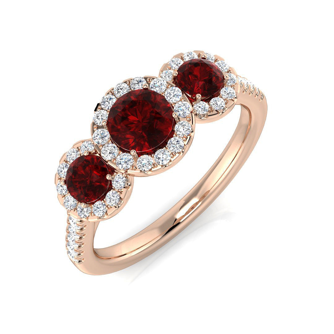 Three Stone Diamond Ring 0.87ct–1.45ct – SR2784~RY – 18k Rose Gold