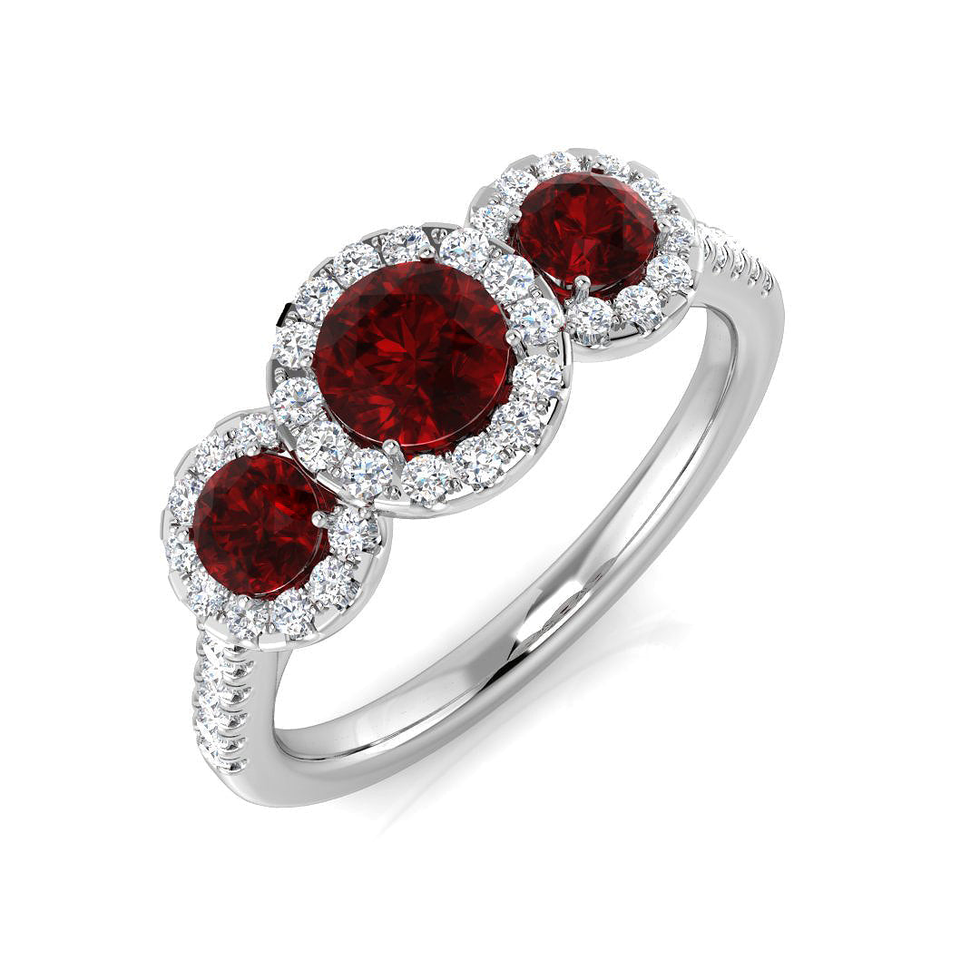 Three Stone Diamond Ring 0.87ct–1.45ct – SR2784~RY – 18k White Gold
