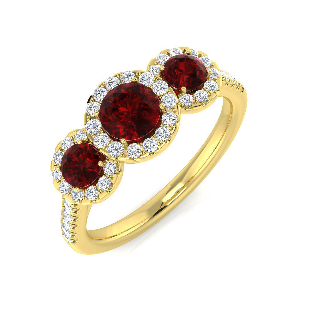 Three Stone Diamond Ring 0.87ct–1.45ct – SR2784~RY – 18k Yellow Gold