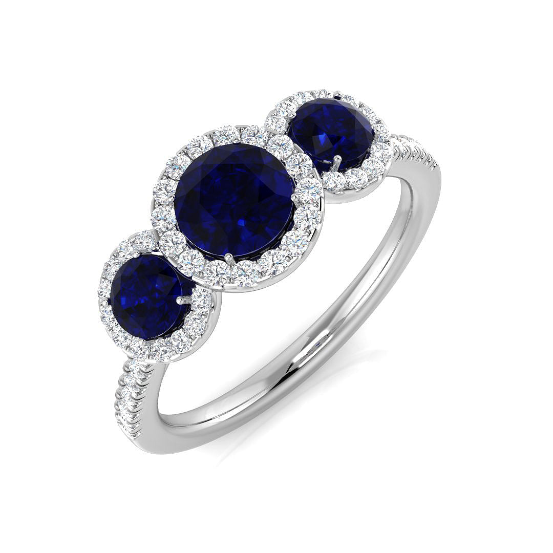 Three Stone Diamond Ring 1.06ct – SR2796~BS – 18k White Gold