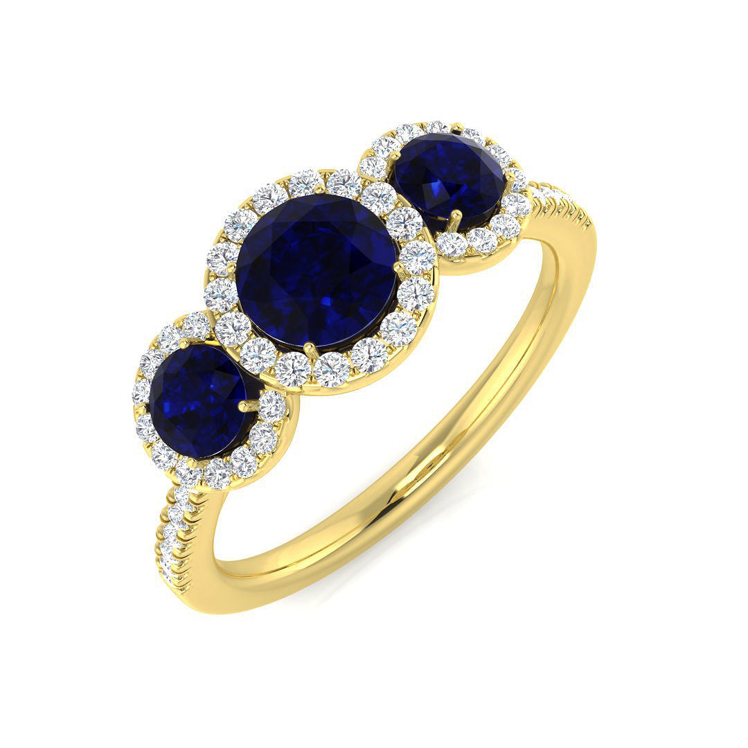 Three Stone Diamond Ring 1.06ct – SR2796~BS – 18k Yellow Gold