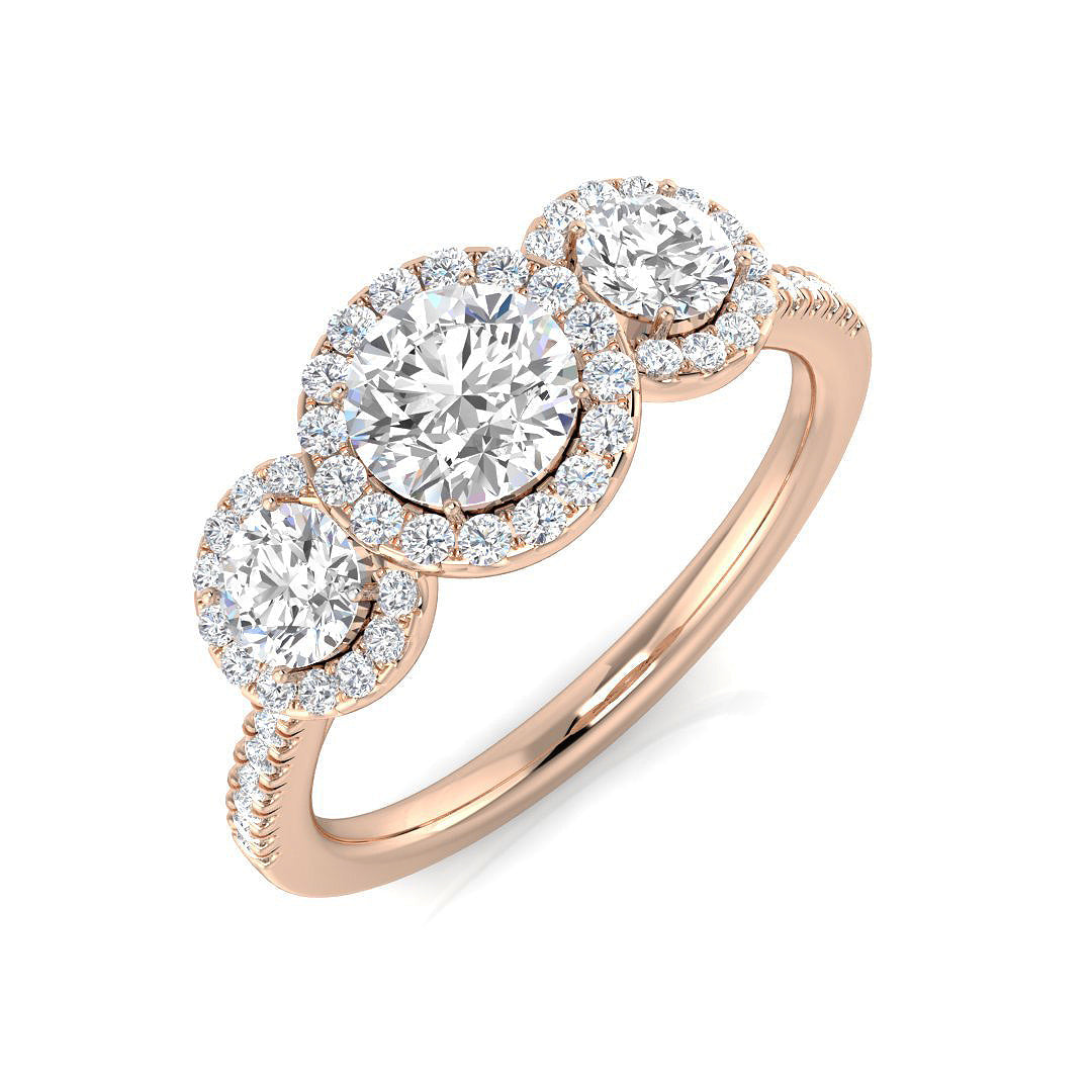 Three Stone Diamond Ring 0.73ct–1.78ct – SR794 – 18k Rose Gold