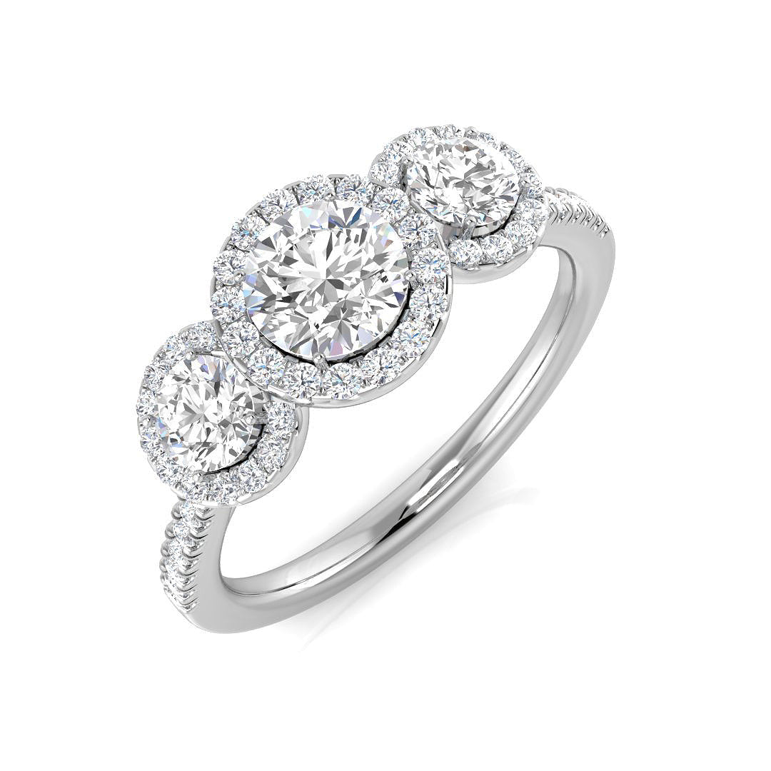 Three Stone Diamond Ring 0.73ct–1.78ct – SR794 – 18k White Gold