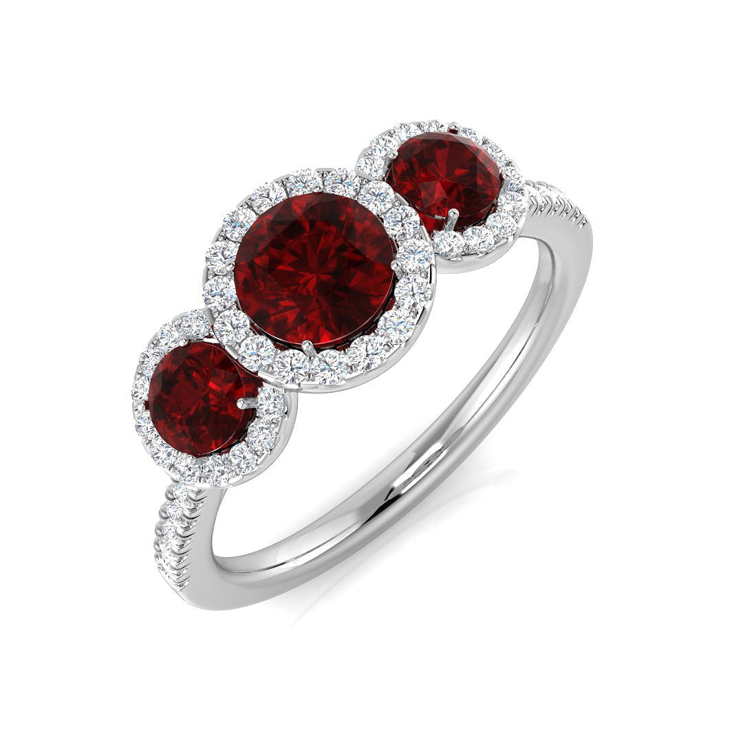 Three Stone Diamond Ring 0.87ct–1.45ct – SR2784~RY – 18k White Gold