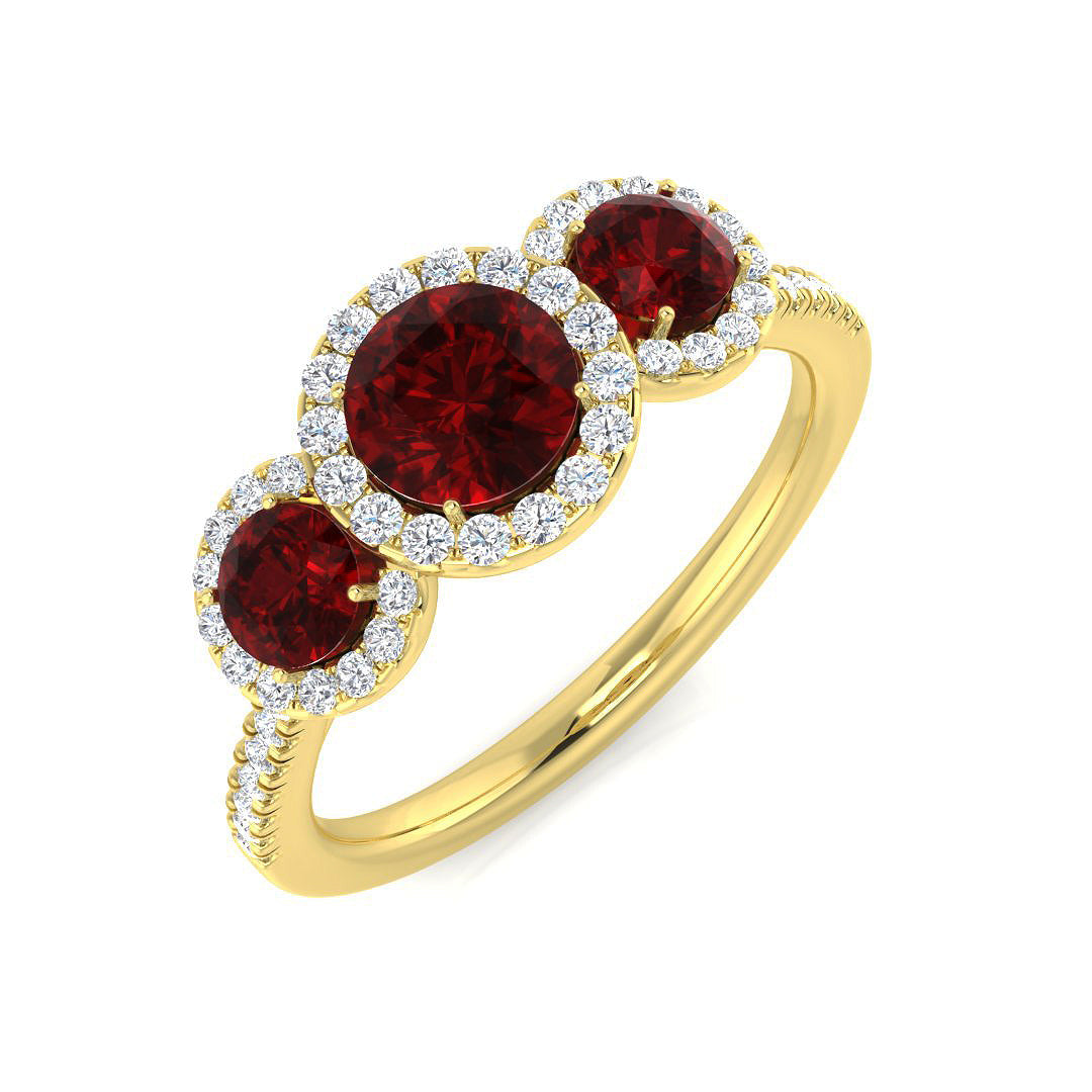 Three Stone Diamond Ring 0.87ct–1.45ct – SR2784~RY – 18k Yellow Gold