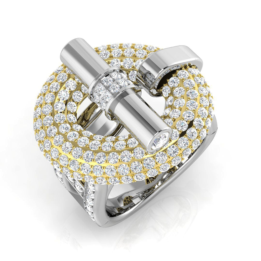 Pave Diamond Ring 2.32ct – SR2799 – 18k Two Tone Gold