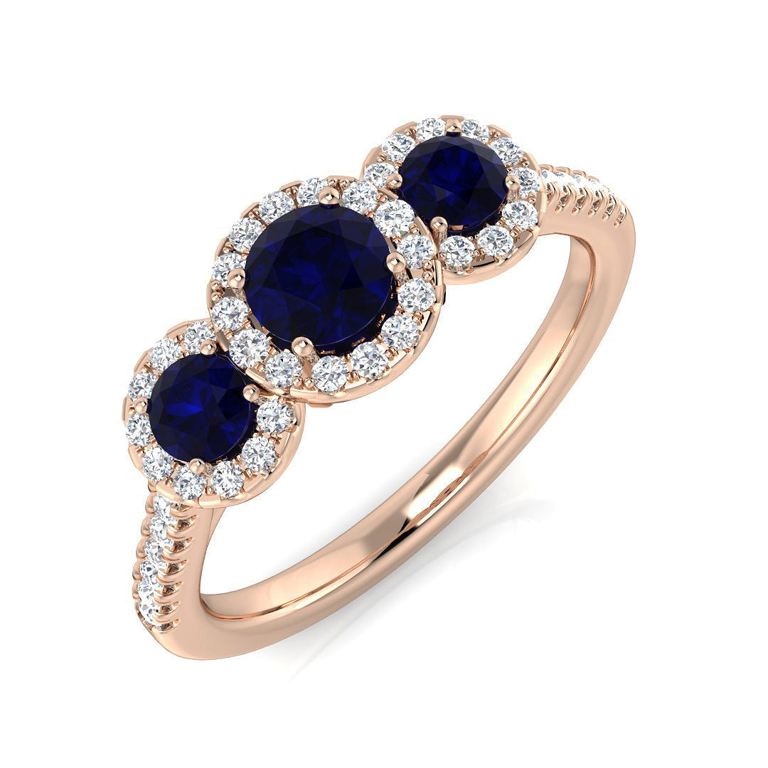 Three Stone Diamond Ring 0.74ct–1.2ct – SR2784~BS – 18k Rose Gold