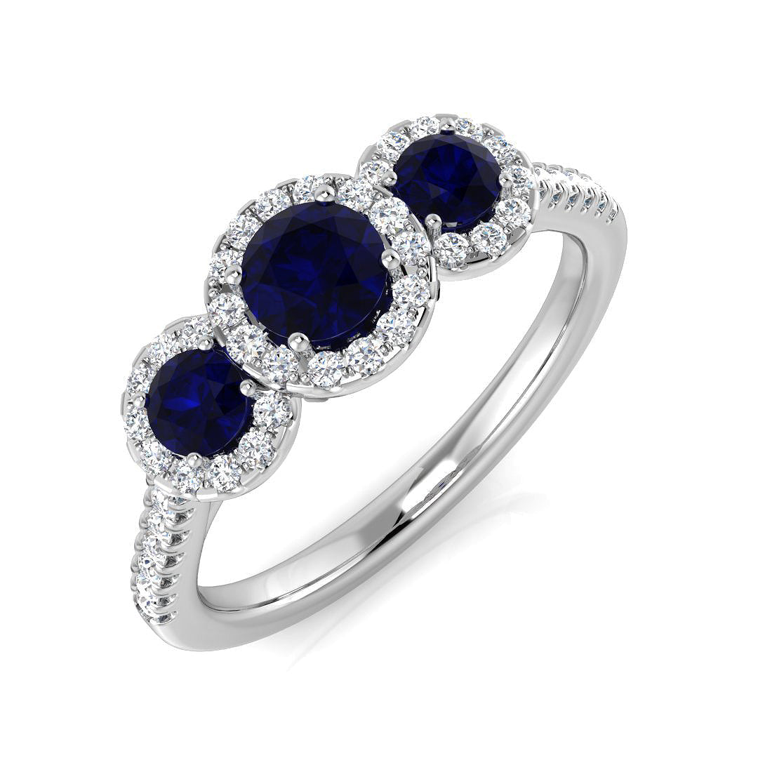 Three Stone Diamond Ring 0.74ct–1.2ct – SR2784~BS – 18k White Gold