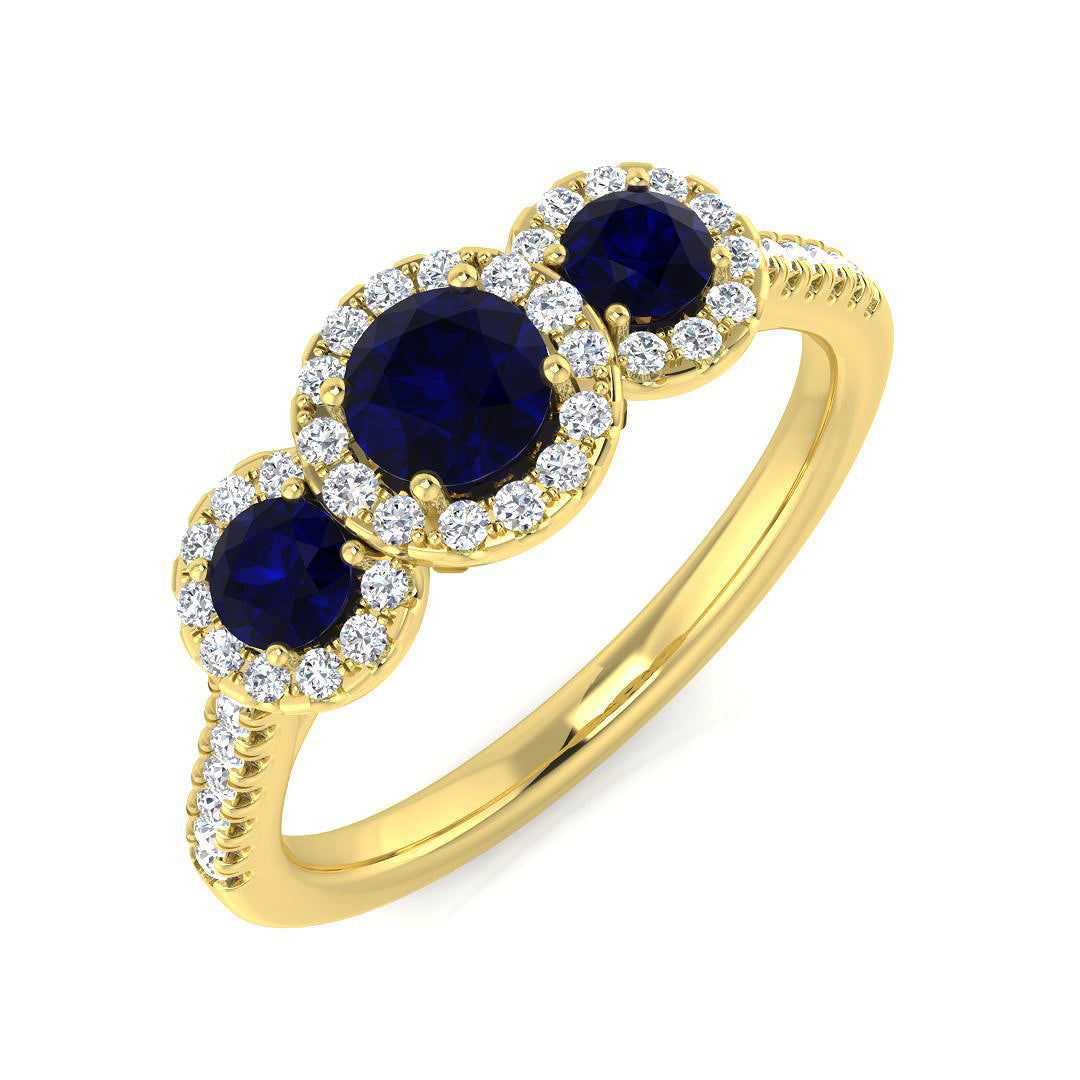 Three Stone Diamond Ring 0.74ct–1.2ct – SR2784~BS – 18k Yellow Gold
