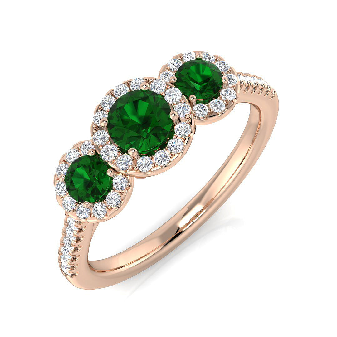 Three Stone Diamond Ring 0.67ct–0.96ct – SR2784~EM – 18k Rose Gold