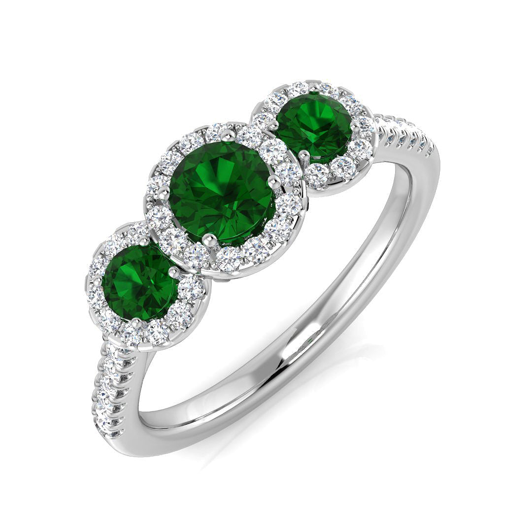Three Stone Diamond Ring 0.67ct–0.96ct – SR2784~EM – 18k White Gold