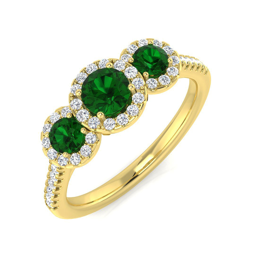 Three Stone Diamond Ring 0.67ct–0.96ct – SR2784~EM – 18k Yellow Gold