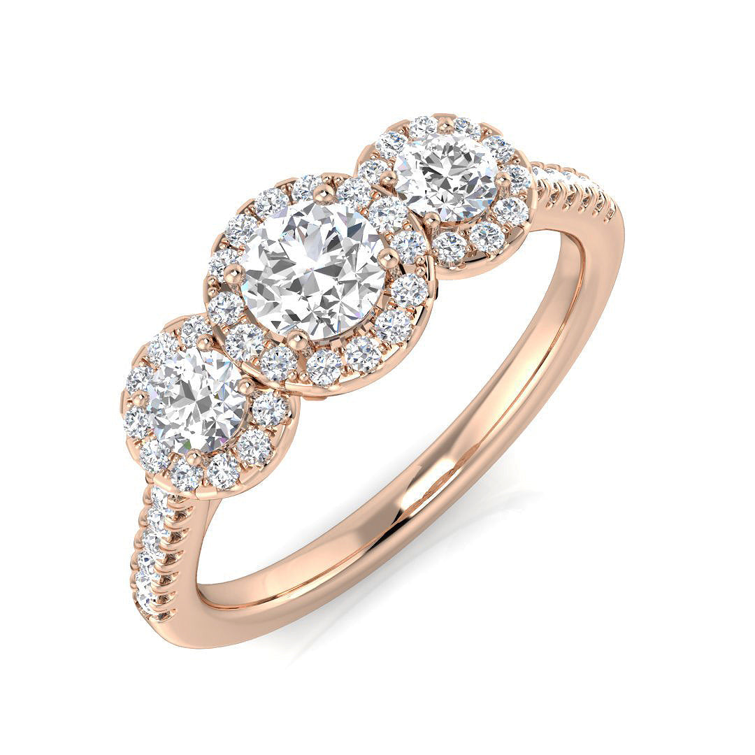 Three Stone Diamond Ring 0.73ct–1.78ct – SR794 – 18k Rose Gold