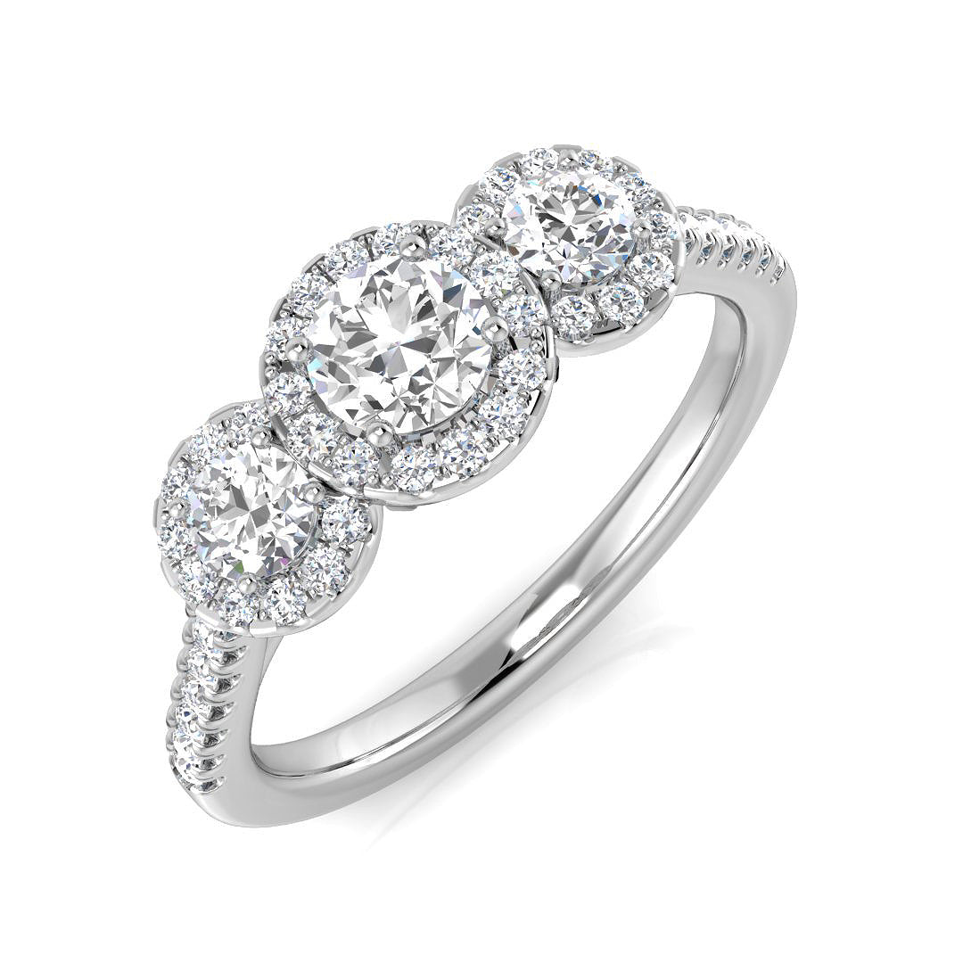 Three Stone Diamond Ring 0.73ct–1.78ct – SR794 – 18k White Gold