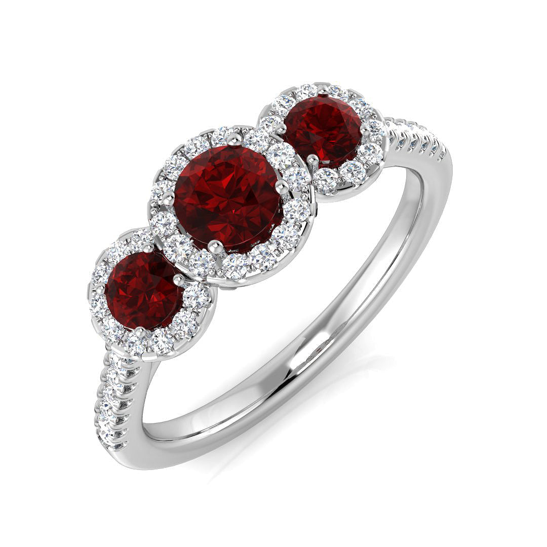 Three Stone Diamond Ring 0.87ct–1.45ct – SR2784~RY – 18k White Gold