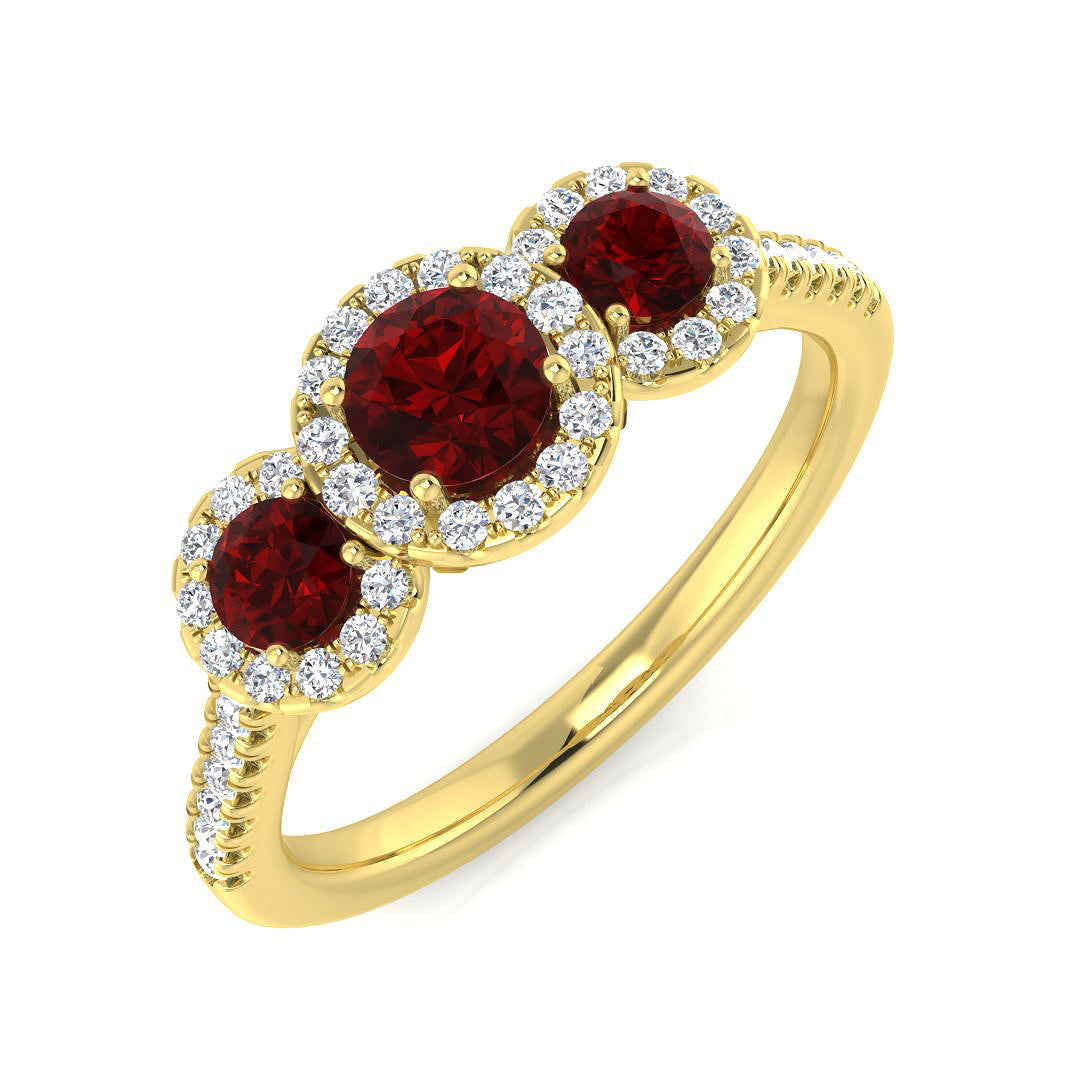 Three Stone Diamond Ring 0.87ct–1.45ct – SR2784~RY – 18k Yellow Gold