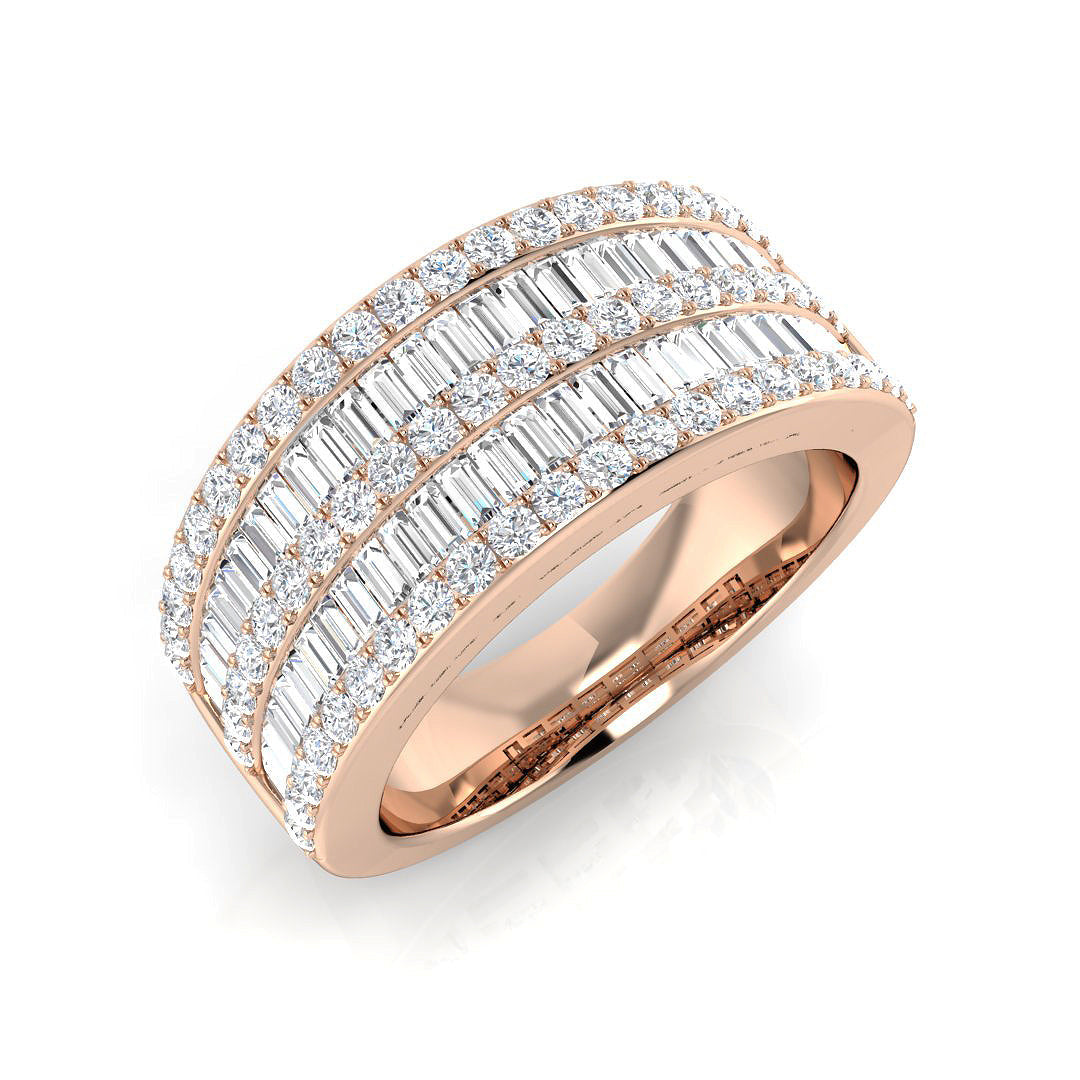 Baguette & Brilliant Diamond Ring 1.11ct–2.66ct – SL9242 – 18k Rose Gold