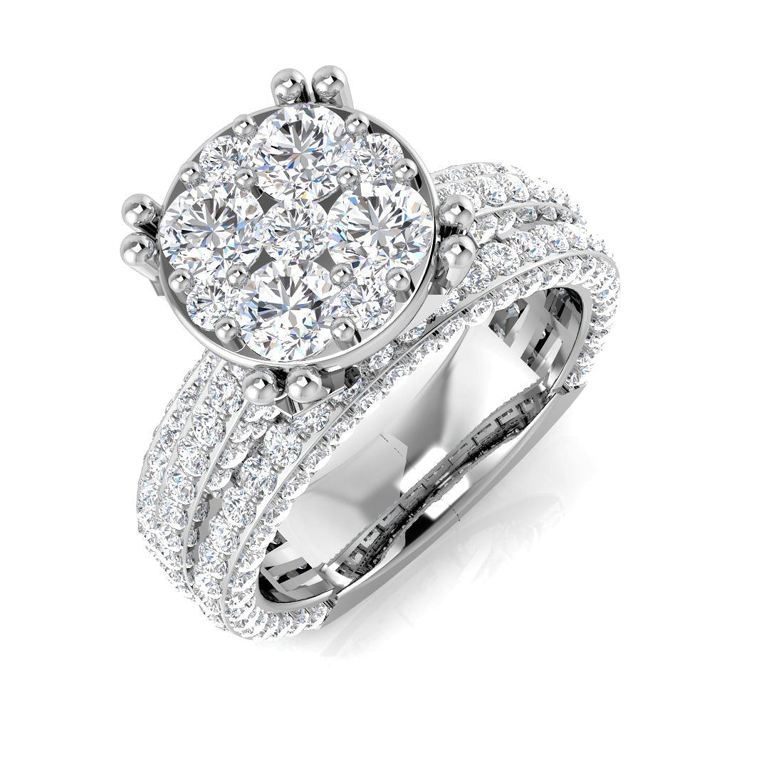 Cluster Diamond Ring 2.19ct–2.67ct – SR2843 – 18k White Gold