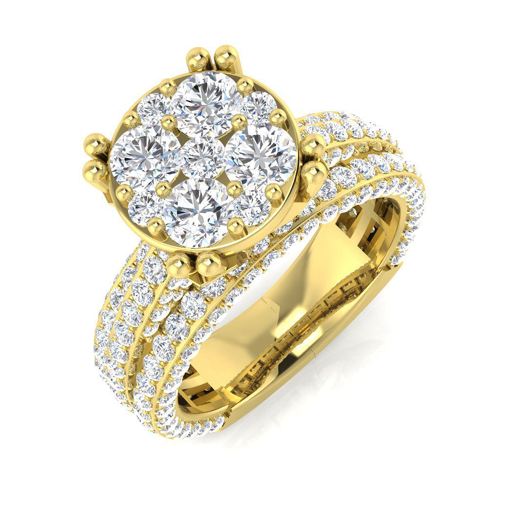Cluster Diamond Ring 2.19ct–2.67ct – SR2843 – 18k Yellow Gold