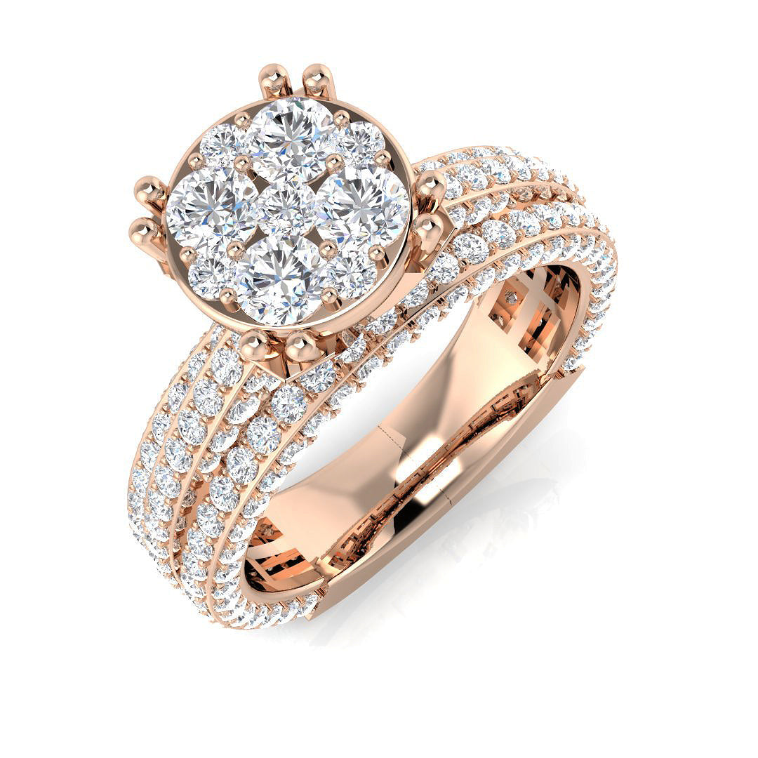 Cluster Diamond Ring 2.19ct–2.67ct – SR2843 – 18k Rose Gold