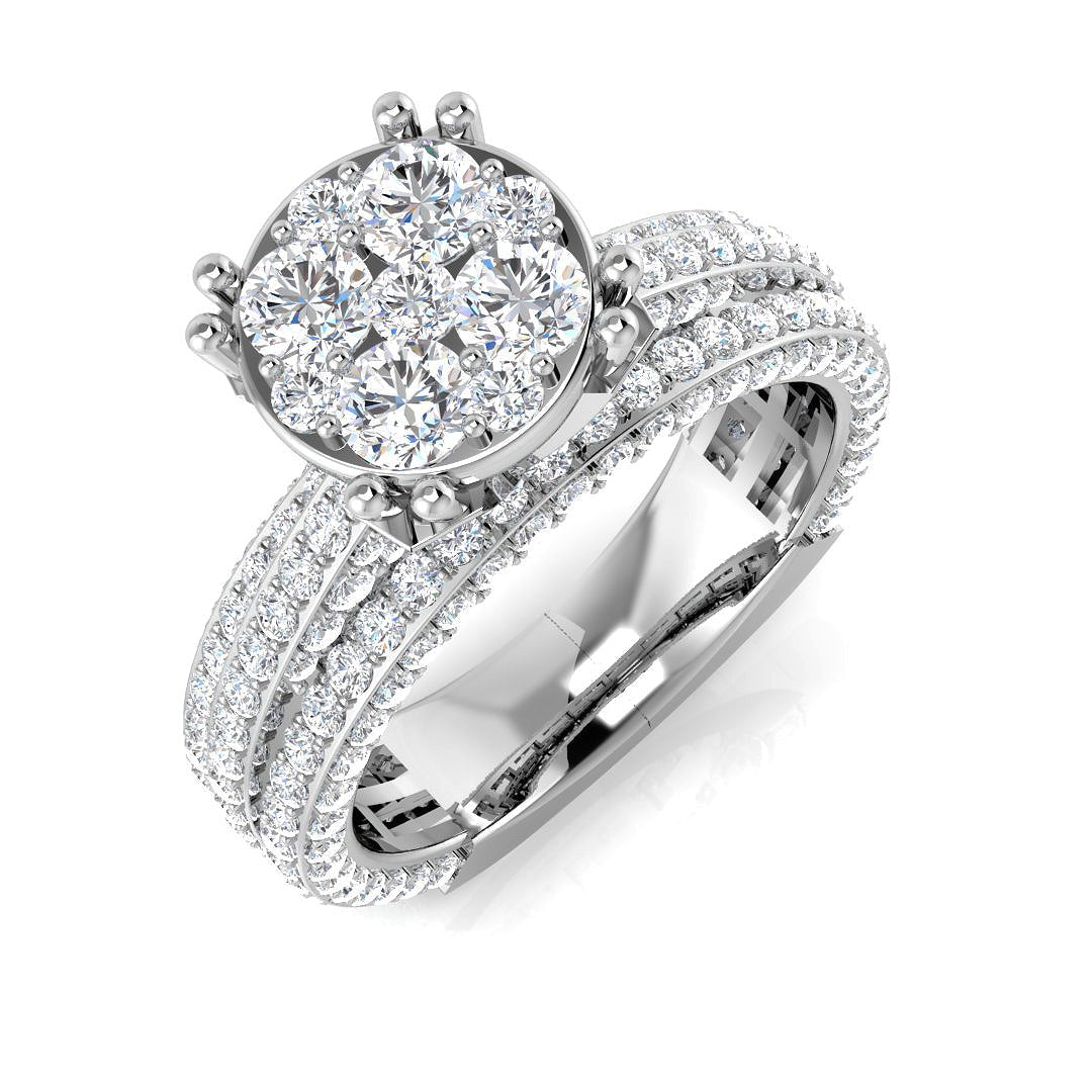 Cluster Diamond Ring 2.19ct–2.67ct – SR2843 – 18k White Gold