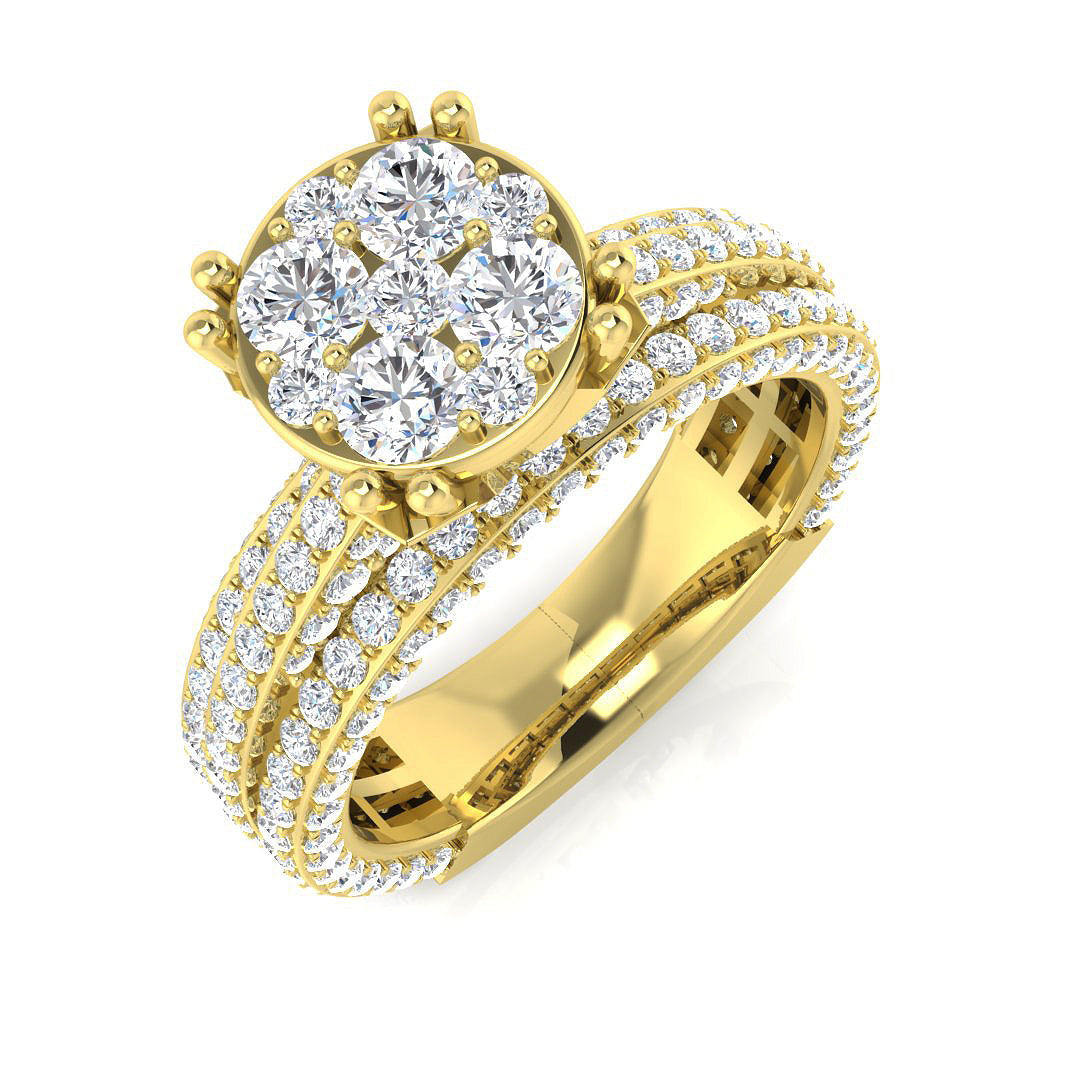 Cluster Diamond Ring 2.19ct–2.67ct – SR2843 – 18k Yellow Gold