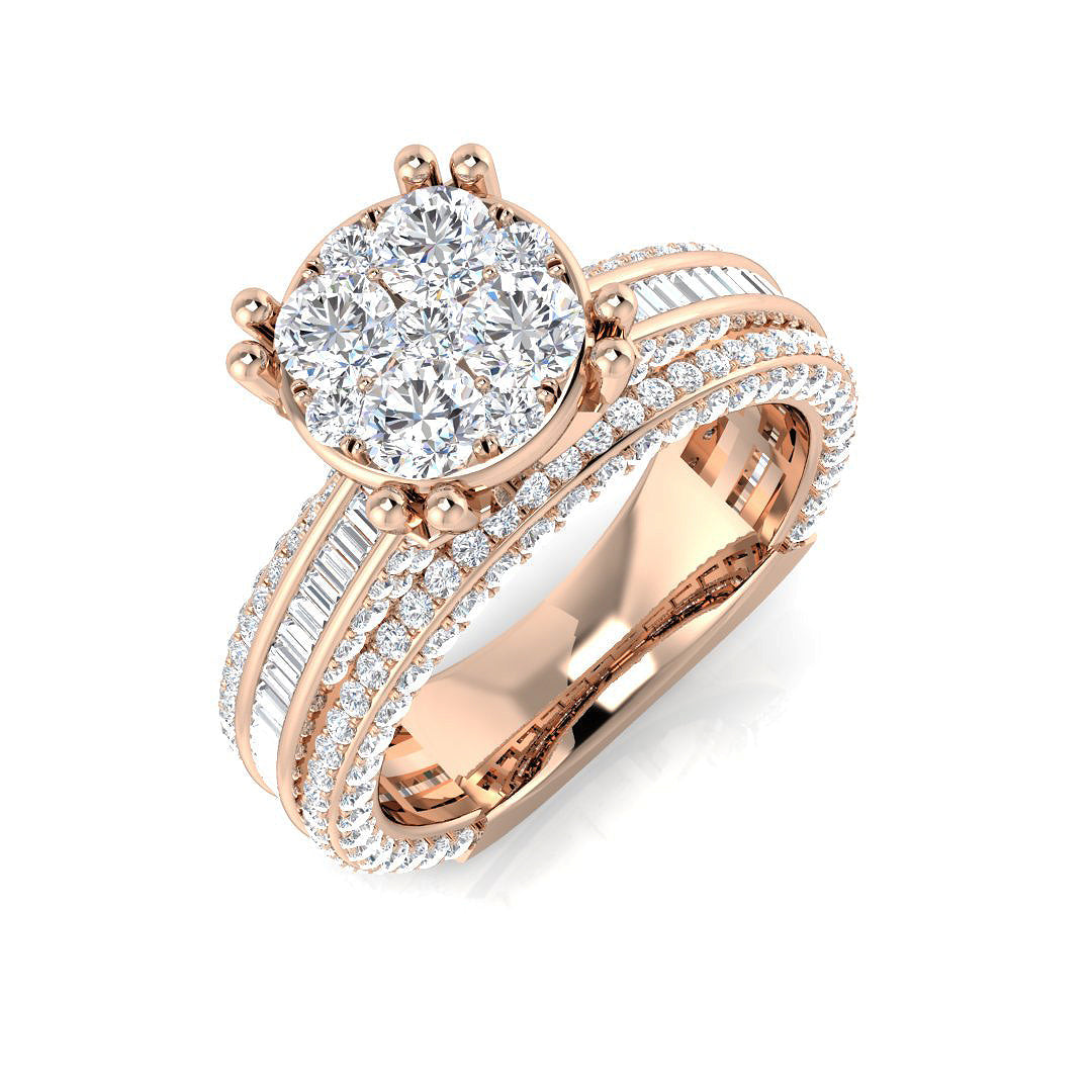 Baguette & Brilliant Diamond Ring 1.83ct–2.47ct – SR2853 – 18k Rose Gold