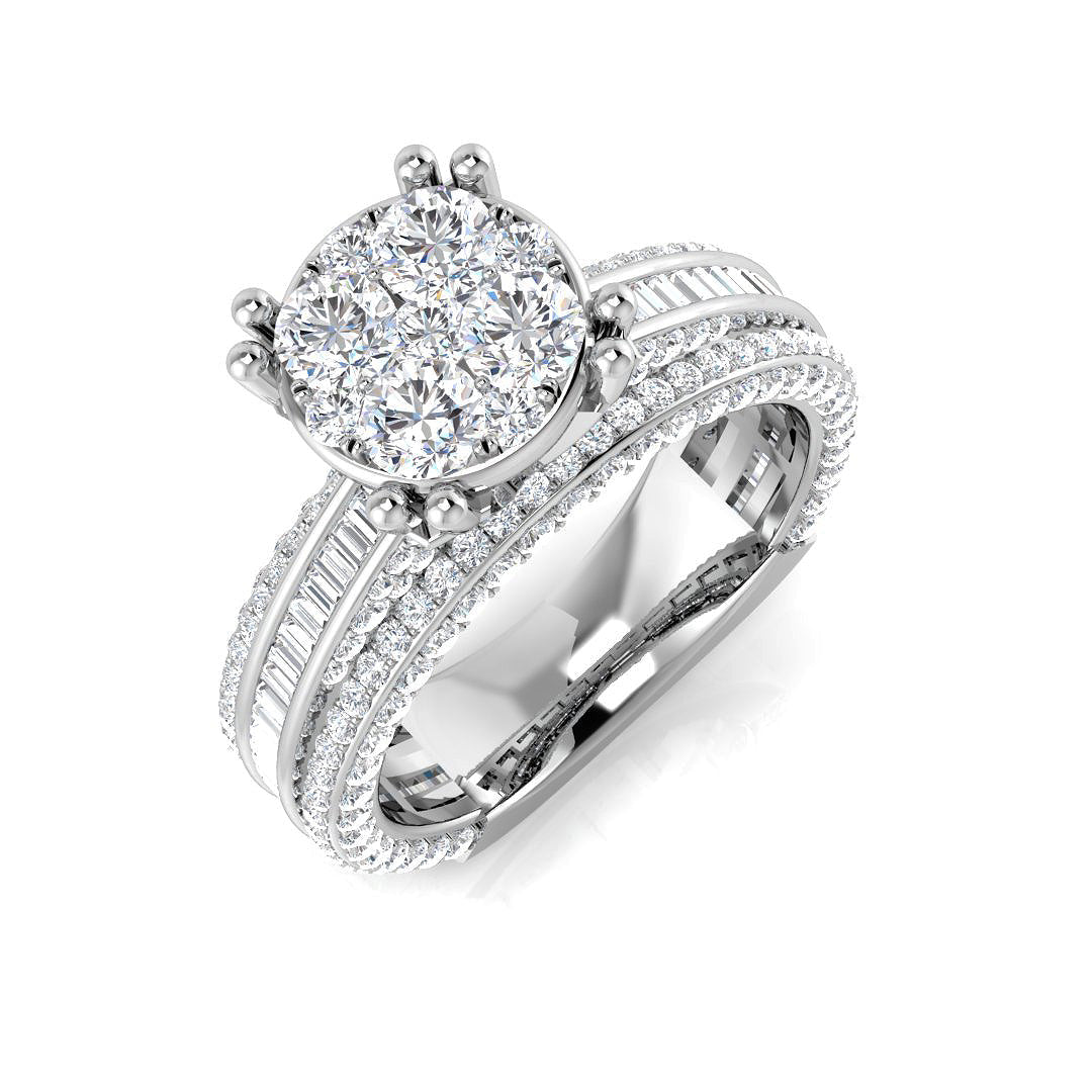 Baguette & Brilliant Diamond Ring 1.83ct–2.47ct – SR2853 – 18k White Gold