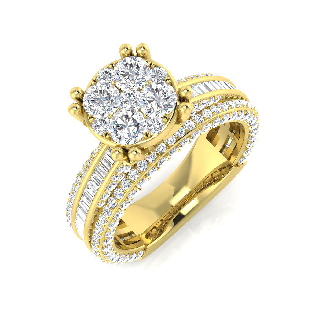Baguette & Brilliant Diamond Ring 1.83ct–2.47ct – SR2853 – 18k Yellow Gold