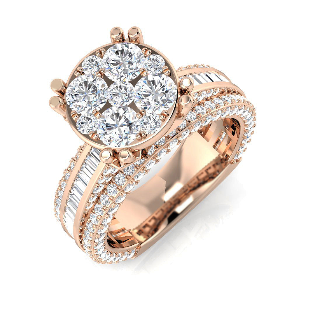 Baguette & Brilliant Diamond Ring 1.83ct–2.47ct – SR2853 – 18k Rose Gold