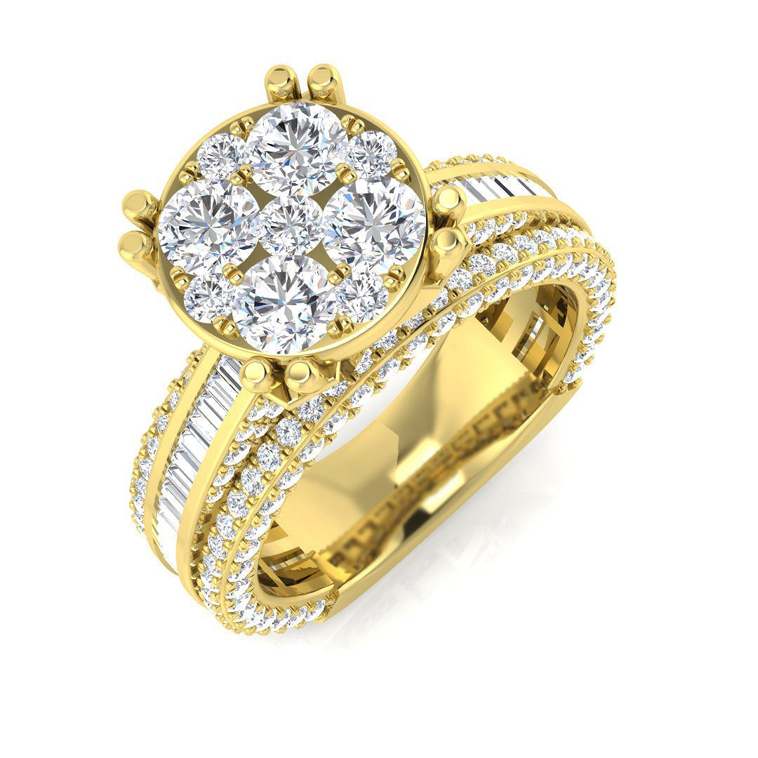 Baguette & Brilliant Diamond Ring 1.83ct–2.47ct – SR2853 – 18k Yellow Gold