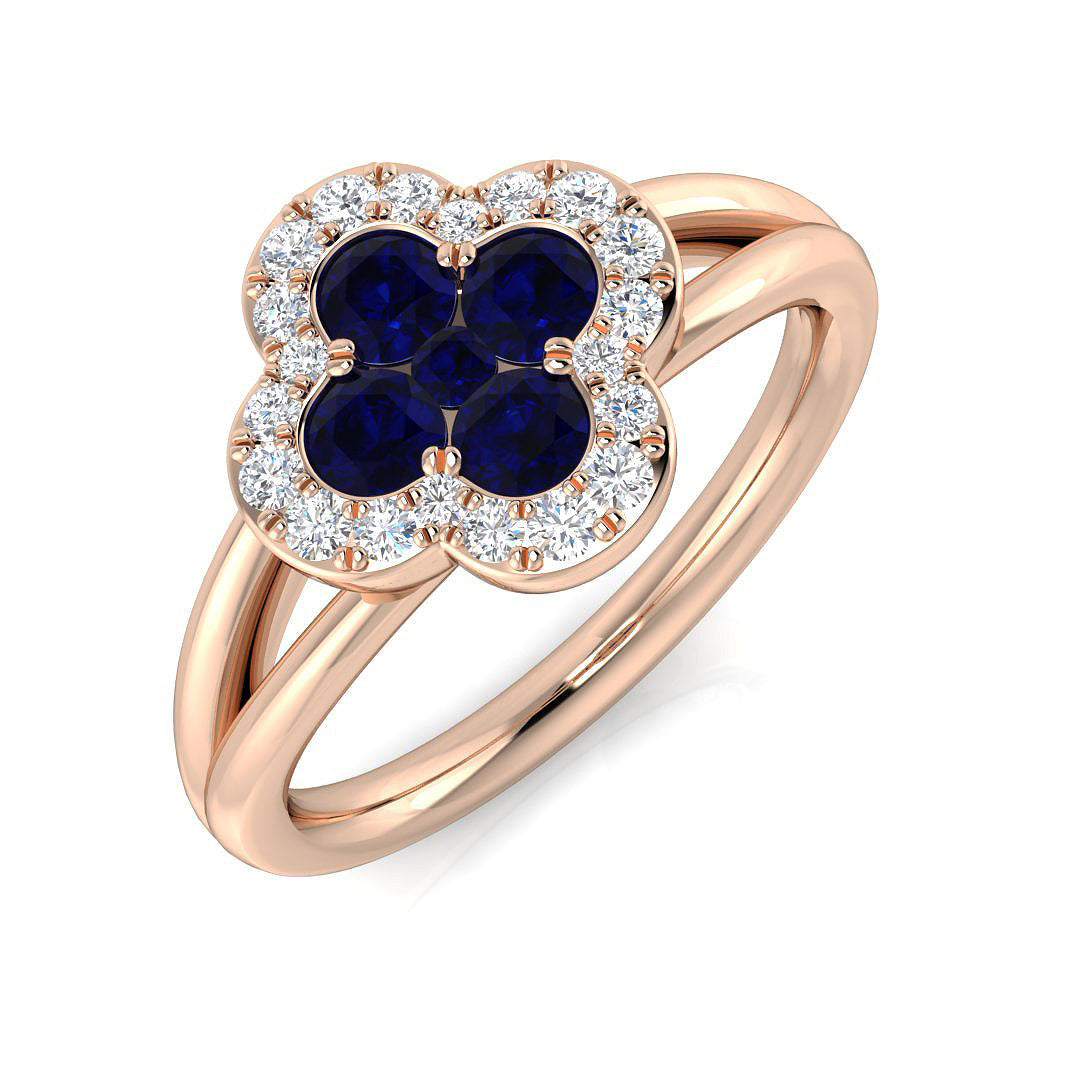 Clover Diamond Ring 0.81ct – SR2903~BS – 18k Rose Gold