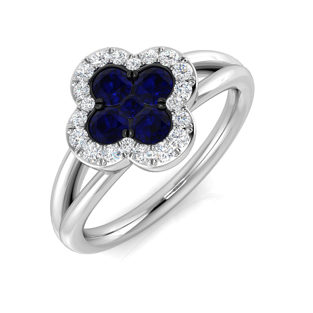 Clover Diamond Ring 0.81ct – SR2903~BS – 18k White Gold