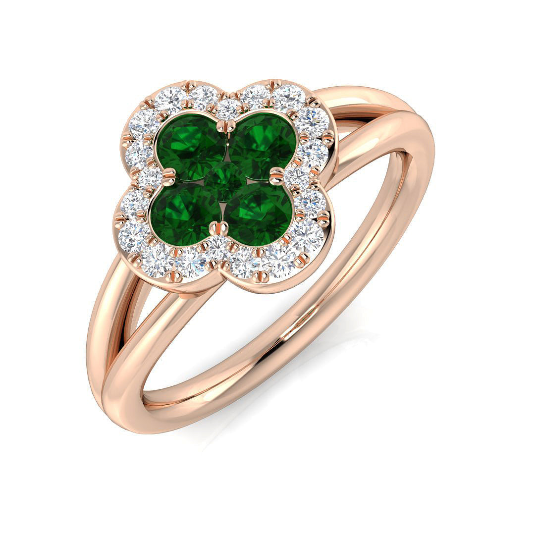 Clover Diamond Ring 0.64ct – SR2903~EM – 18k Rose Gold
