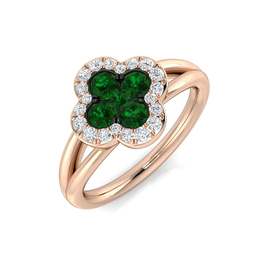 Clover Diamond Ring 0.64ct – SR2903~EM – 18k Rose Gold