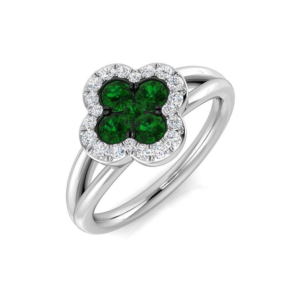 Clover Diamond Ring 0.64ct – SR2903~EM – 18k White Gold