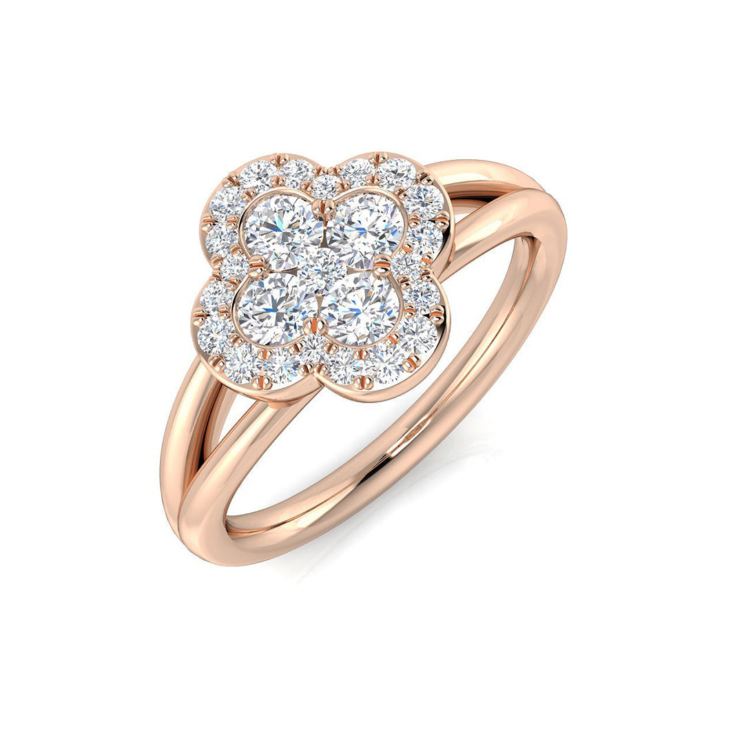 Clover Diamond Ring 0.59ct–1.42ct – SR2903 – 18k Rose Gold