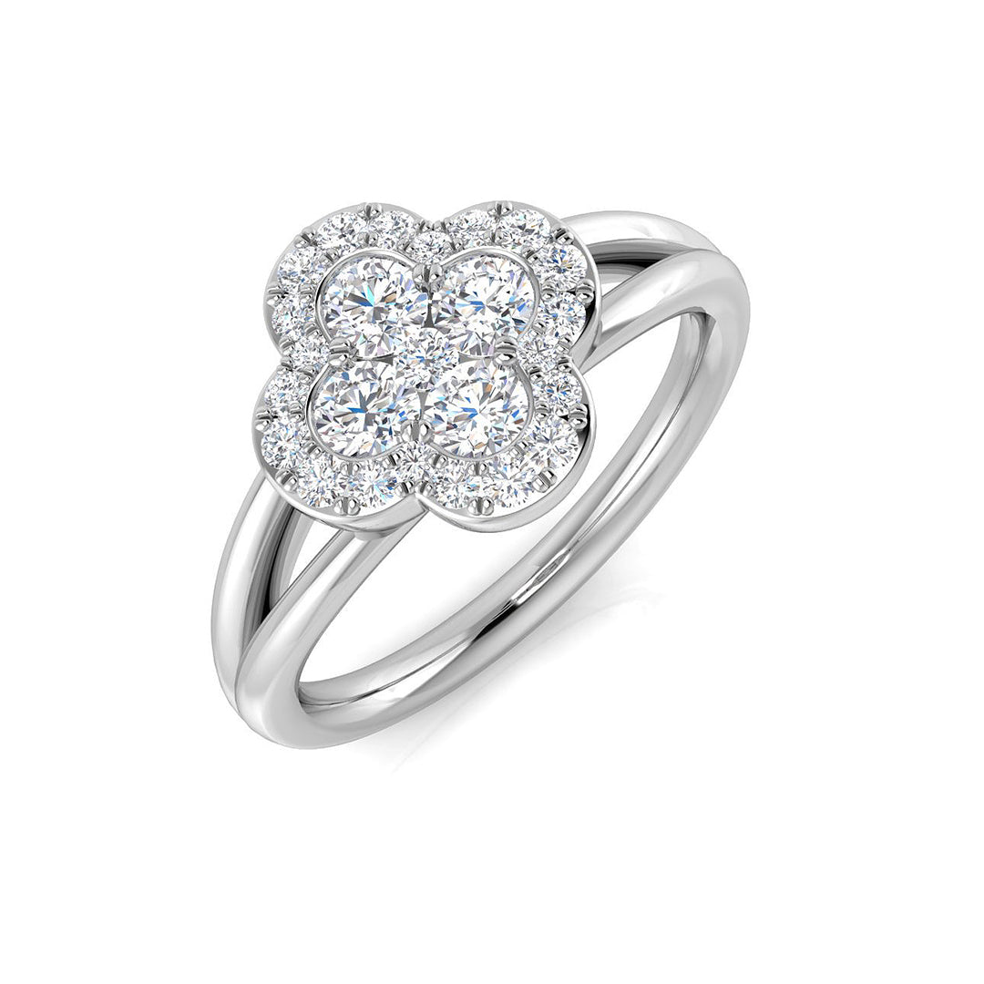 Clover Diamond Ring 0.59ct–1.42ct – SR2903 – 18k White Gold