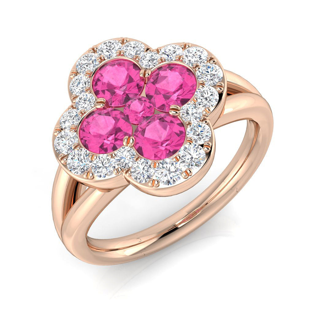 Clover Diamond Ring 1.71ct – SR2904~PS – 18k Rose Gold