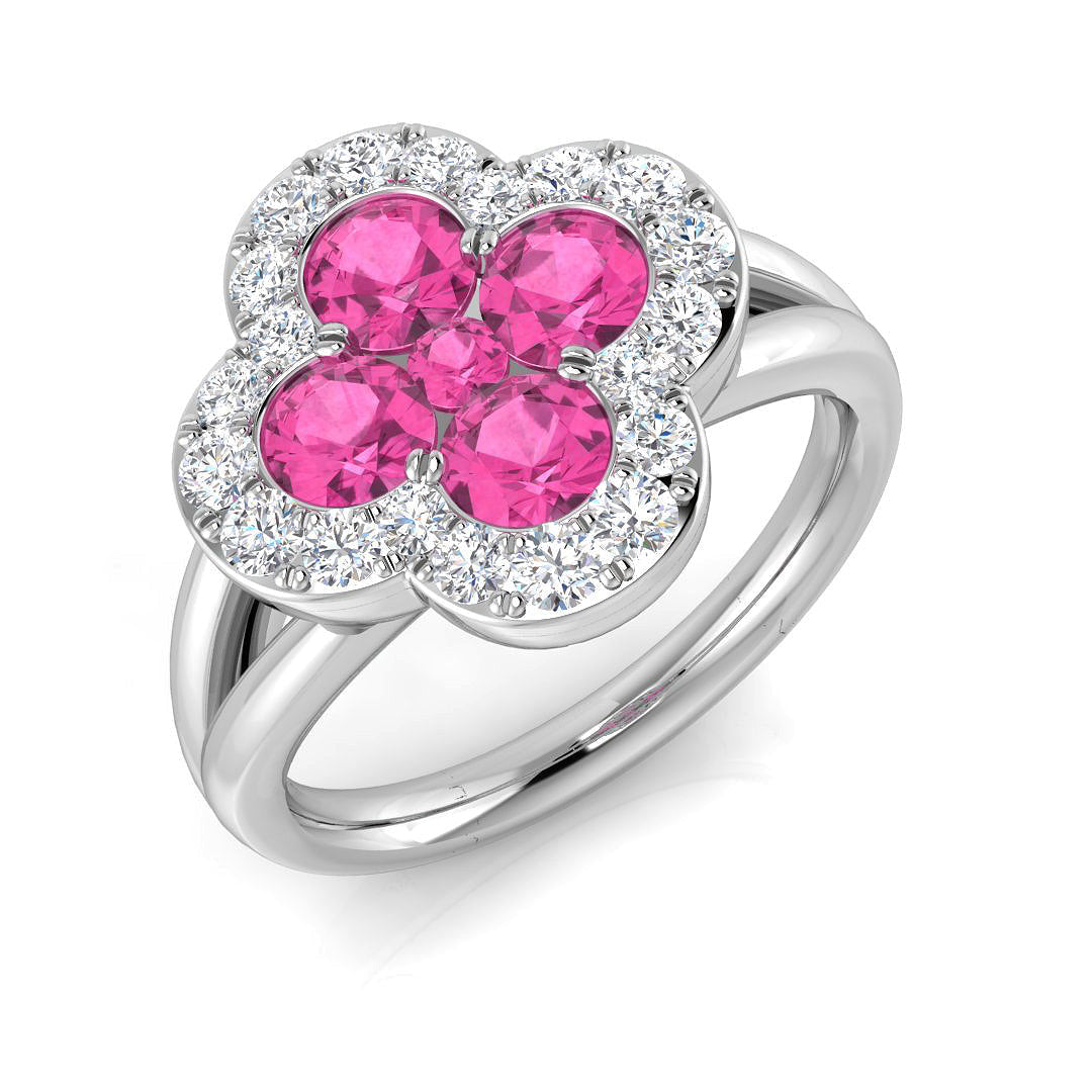 Clover Diamond Ring 1.71ct – SR2904~PS – 18k White Gold