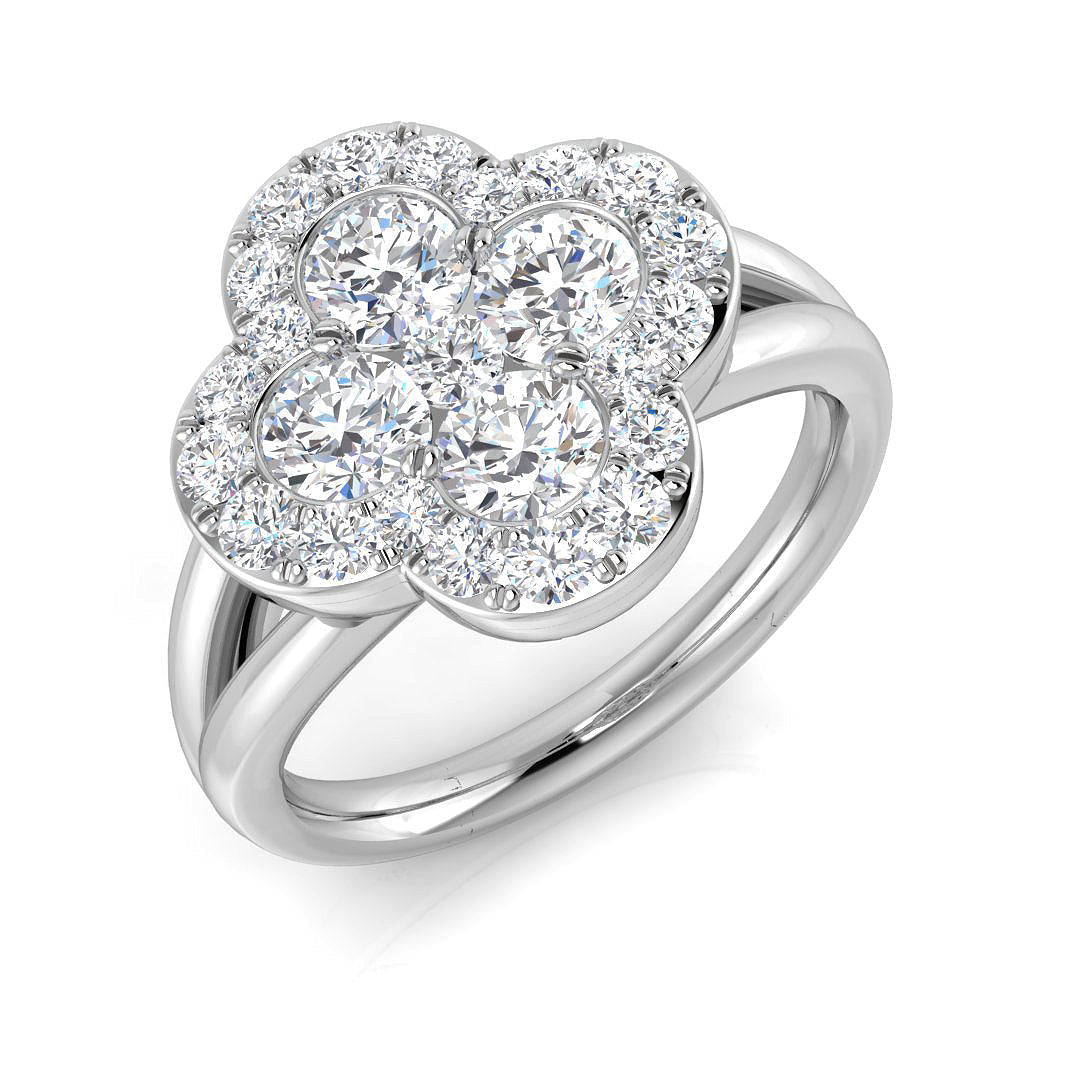 Clover Diamond Ring 0.59ct–1.42ct – SR2903 – 18k White Gold