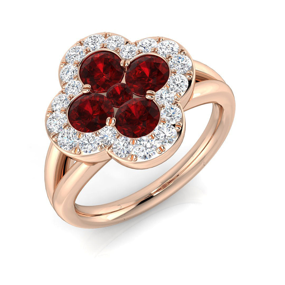 Clover Diamond Ring 1.77ct – SR2904~RY – 18k Rose Gold