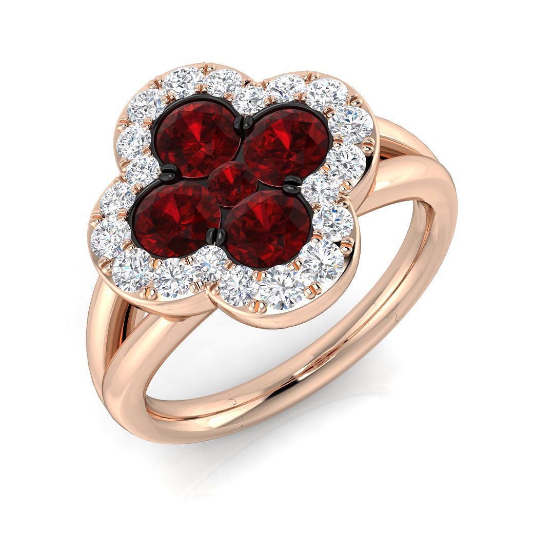 Clover Diamond Ring 1.77ct – SR2904~RY – 18k Rose Gold