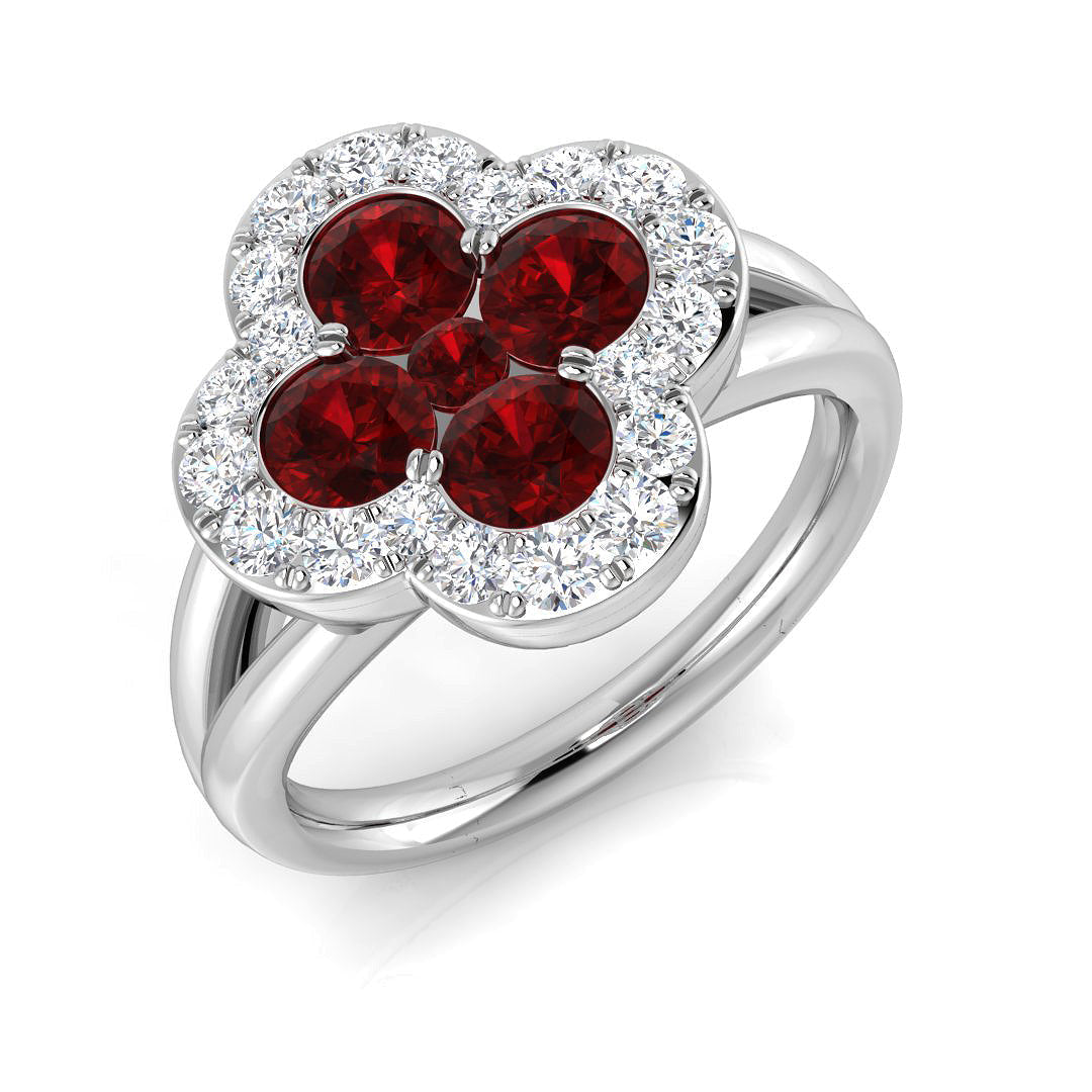 Clover Diamond Ring 1.77ct – SR2904~RY – 18k White Gold