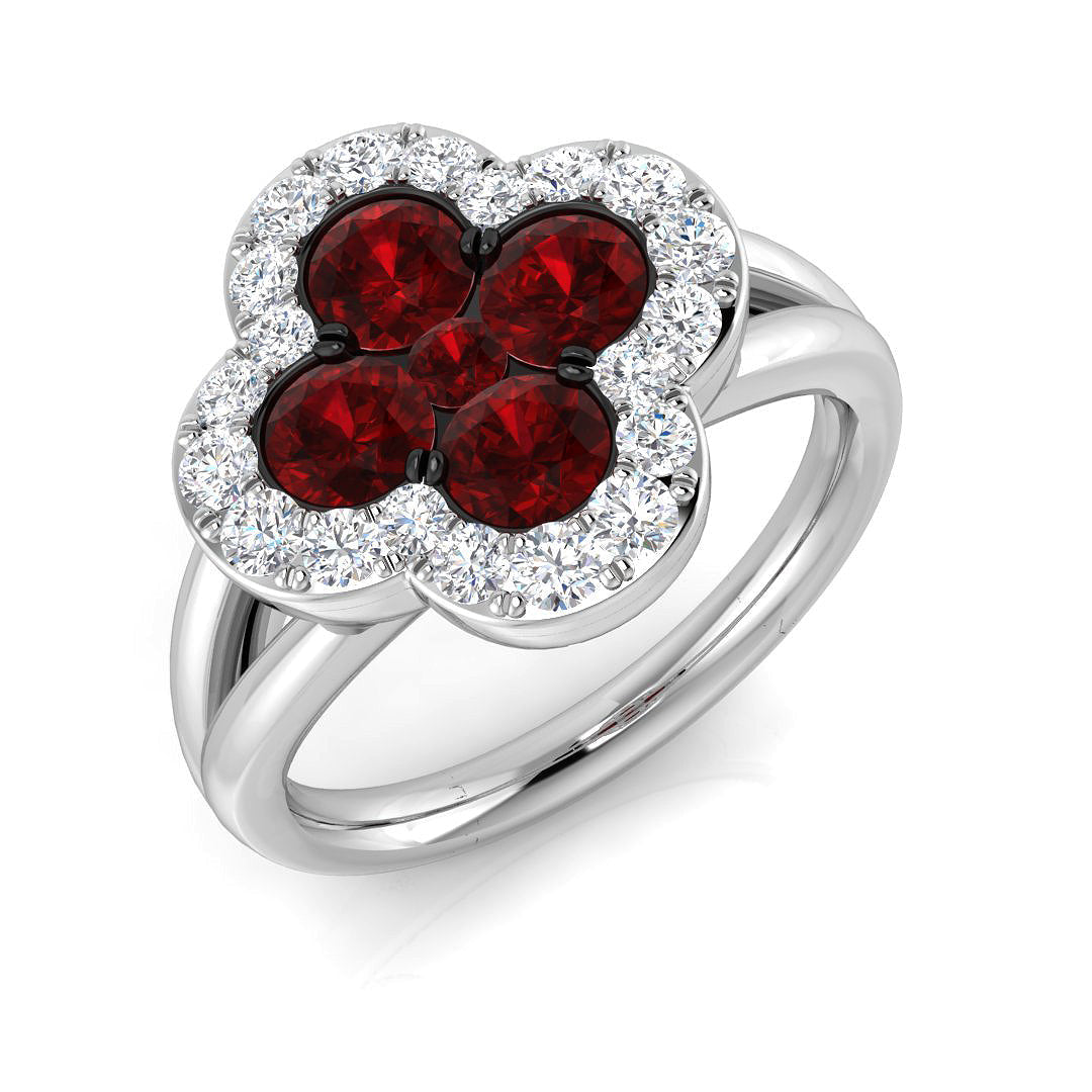 Clover Diamond Ring 1.77ct – SR2904~RY – 18k White Gold
