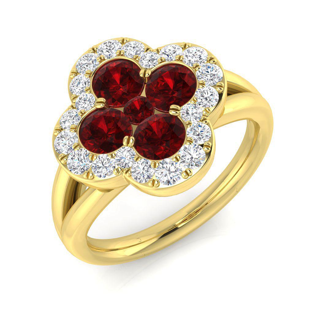 Clover Diamond Ring 1.77ct – SR2904~RY – 18k Yellow Gold