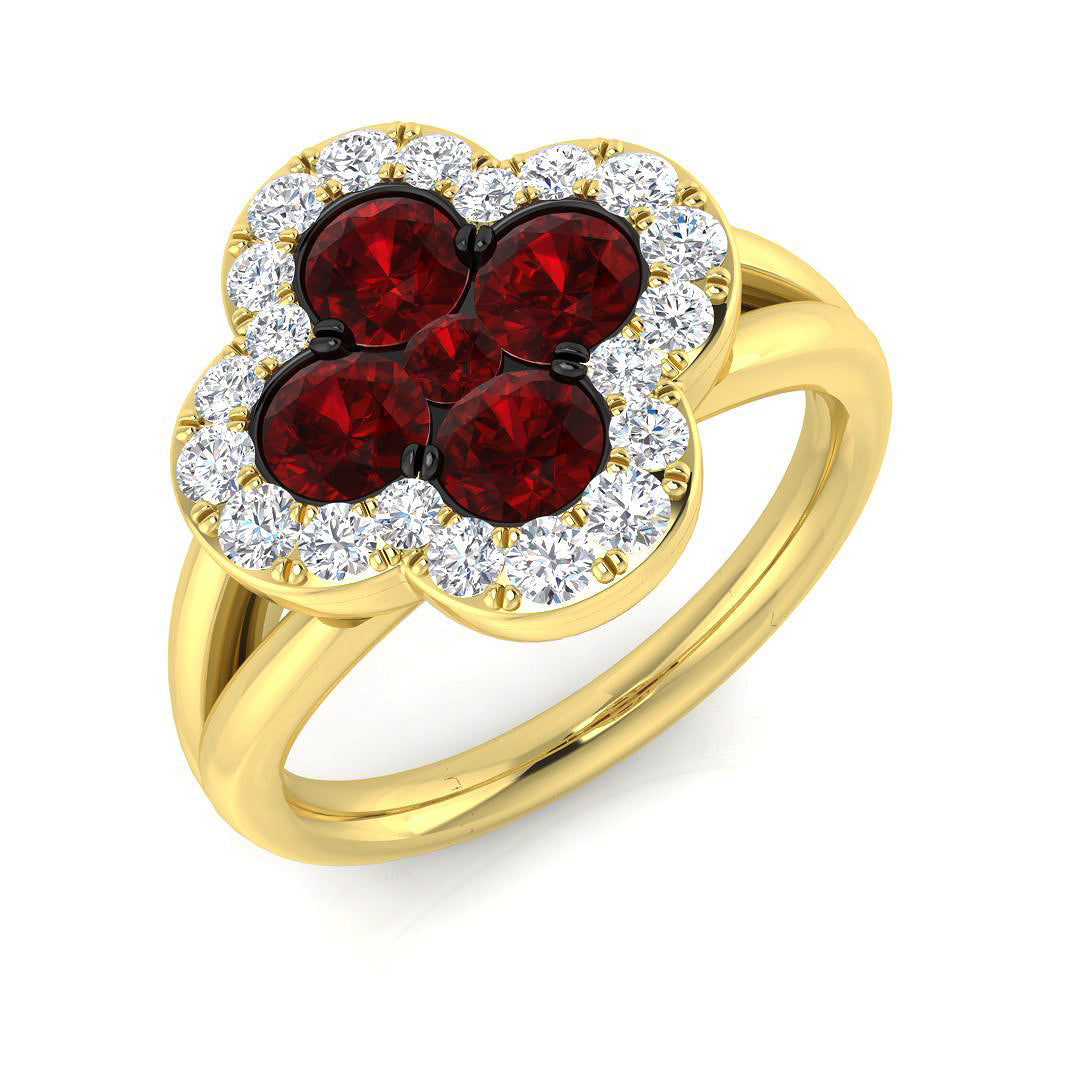 Clover Diamond Ring 1.77ct – SR2904~RY – 18k Yellow Gold