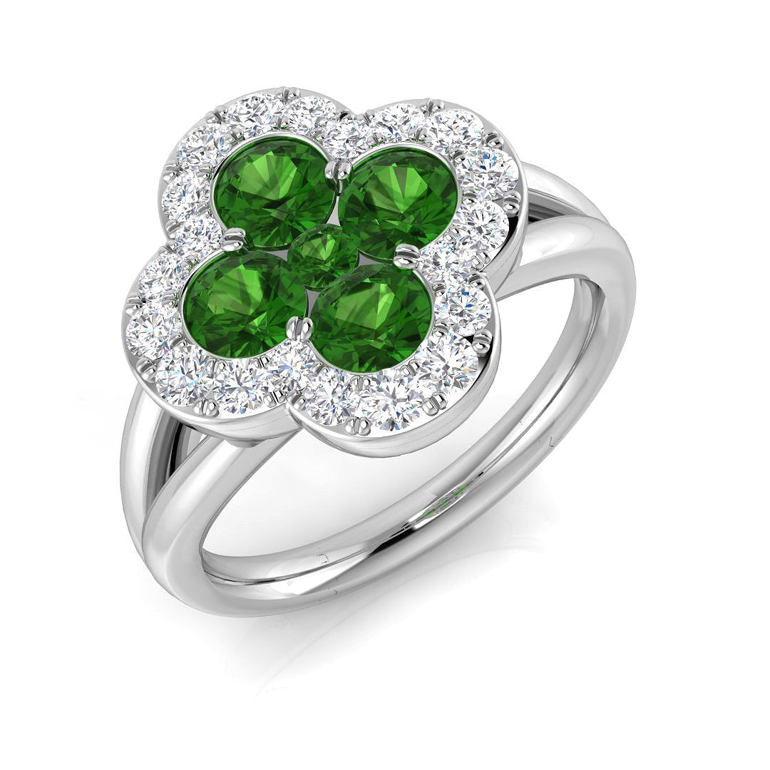 Clover Diamond Ring 1.56ct – SR2904~TS – 18k White Gold