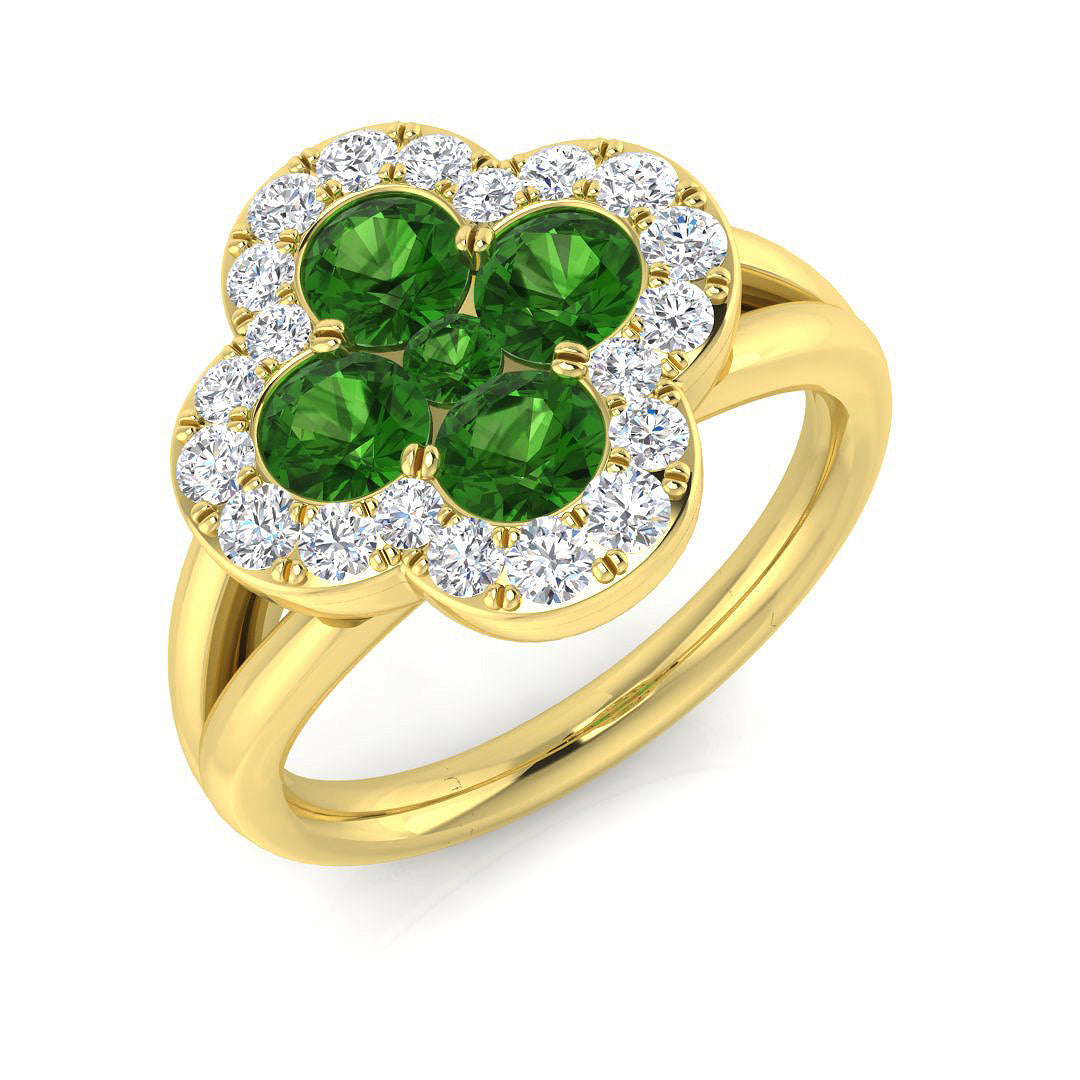Clover Diamond Ring 1.56ct – SR2904~TS – 18k Yellow Gold